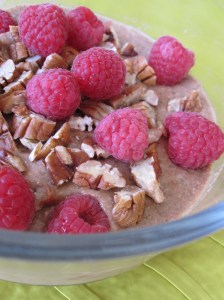 Chia Porridge with Pecans and Raspberries